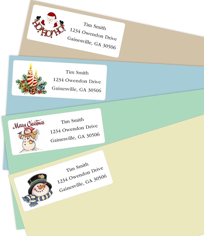 Address Labels Personalized Return Address Labels Christmas 2.6" x 1" Custom Mailing Label for Envelopes (30 - 1200) Customized Self Adhesive Stickers Printable Mail Envelope Adress Label, White | Address Labels - TrueDesk