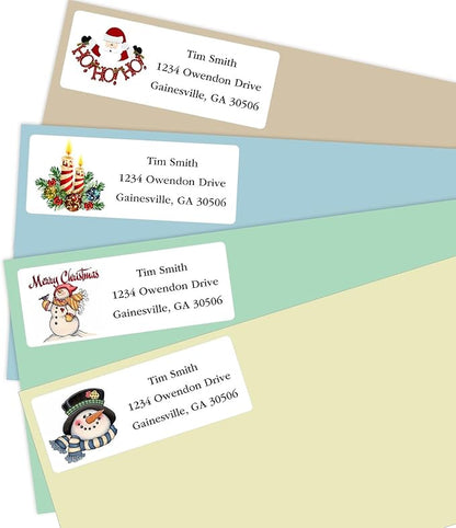 Address Labels Personalized Return Address Labels Christmas 2.6" x 1" Custom Mailing Label for Envelopes (30 - 1200) Customized Self Adhesive Stickers Printable Mail Envelope Adress Label, White | Address Labels - TrueDesk