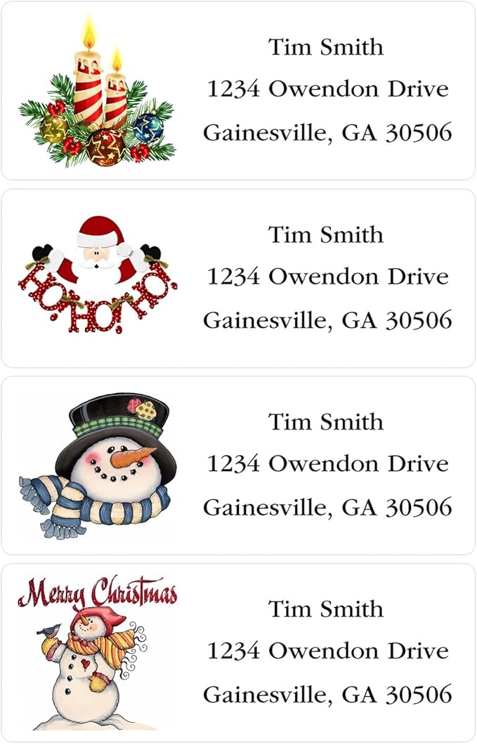 Address Labels Personalized Return Address Labels Christmas 2.6" x 1" Custom Mailing Label for Envelopes (30 - 1200) Customized Self Adhesive Stickers Printable Mail Envelope Adress Label, White | Address Labels - TrueDesk