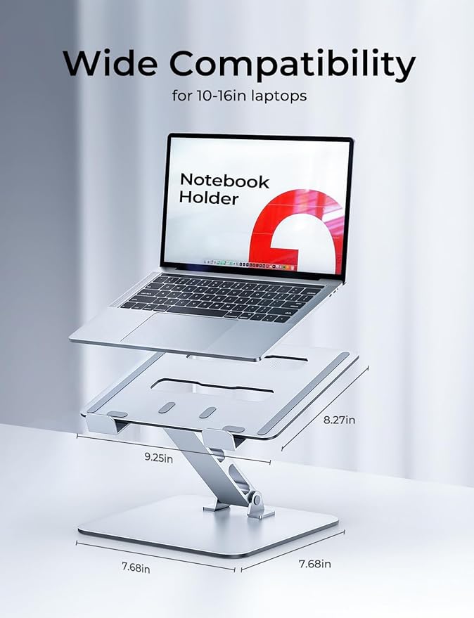 Adjustable Ergonomic Laptop Stand for Desk, Foldable Computer Stand, Stable Aluminum Lectern Notebook Riser & Portable Laptop Holder Mount Compatible with 10 - 16" MacBook Pro/Air, Dell, HP | Stands - TrueDesk