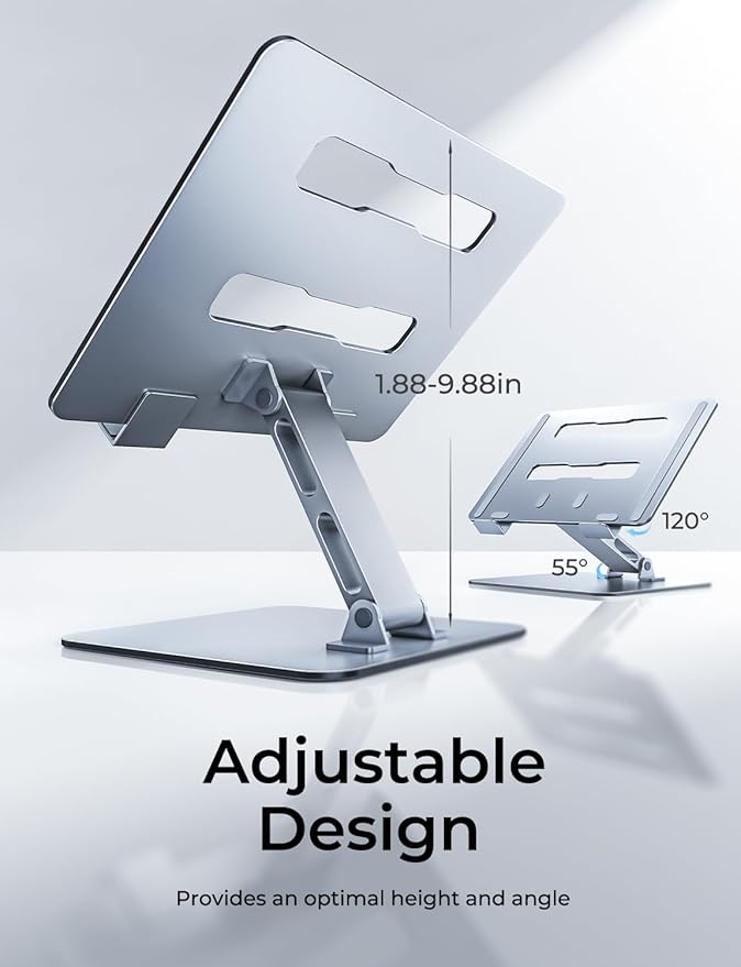 Adjustable Ergonomic Laptop Stand for Desk, Foldable Computer Stand, Stable Aluminum Lectern Notebook Riser & Portable Laptop Holder Mount Compatible with 10 - 16" MacBook Pro/Air, Dell, HP | Stands - TrueDesk