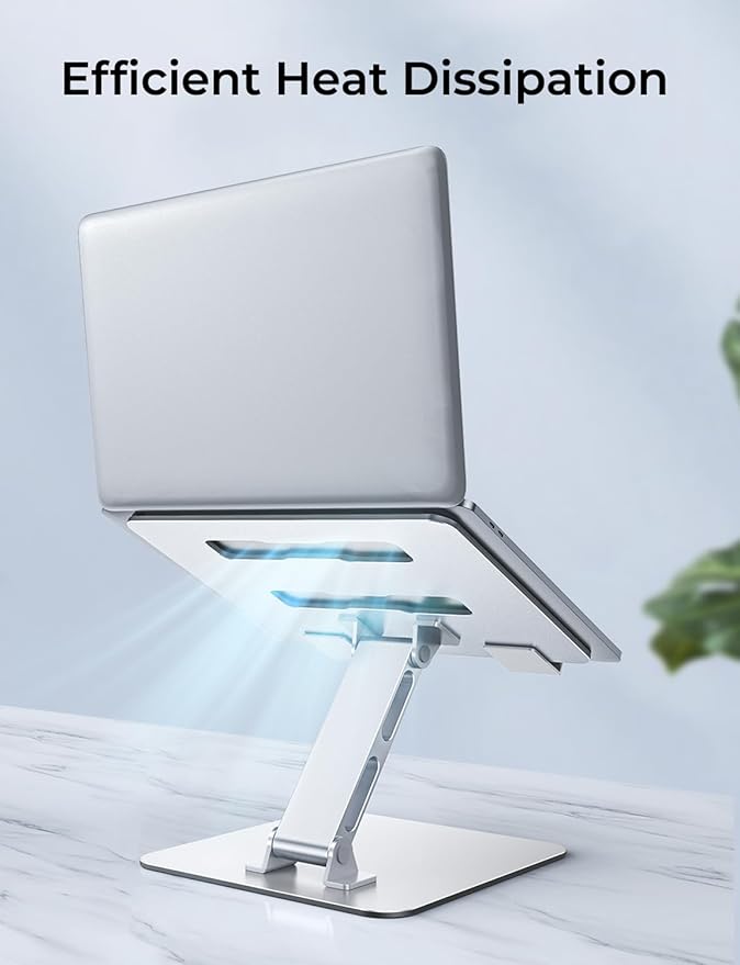Adjustable Ergonomic Laptop Stand for Desk, Foldable Computer Stand, Stable Aluminum Lectern Notebook Riser & Portable Laptop Holder Mount Compatible with 10 - 16" MacBook Pro/Air, Dell, HP | Stands - TrueDesk