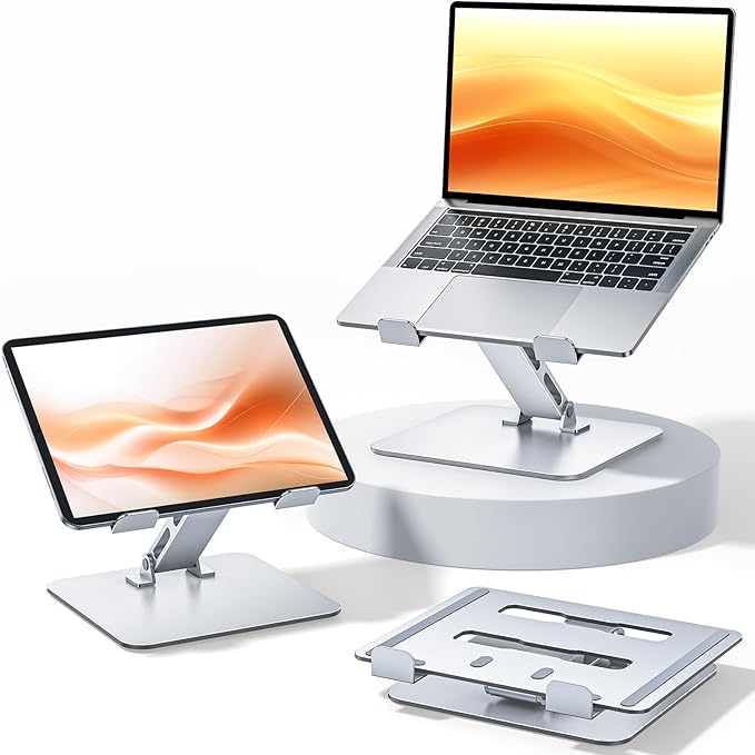 Adjustable Ergonomic Laptop Stand for Desk, Foldable Computer Stand, Stable Aluminum Lectern Notebook Riser & Portable Laptop Holder Mount Compatible with 10 - 16" MacBook Pro/Air, Dell, HP | Stands - TrueDesk