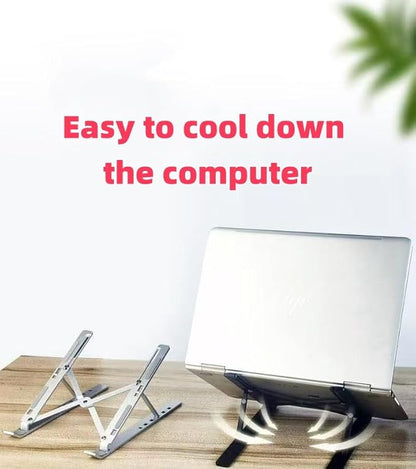 Adjustable Laptop Stand - Aluminum Foldable Portable Computer Riser for 10 - 15.6 Inch Laptops, Ergonomic Design with Storage Bag, Compatible with MacBook Air/Pro, HP, Dell, Lenovo (Silver) | Stands - TrueDesk