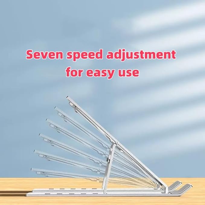 Adjustable Laptop Stand - Aluminum Foldable Portable Computer Riser for 10 - 15.6 Inch Laptops, Ergonomic Design with Storage Bag, Compatible with MacBook Air/Pro, HP, Dell, Lenovo (Silver) | Stands - TrueDesk