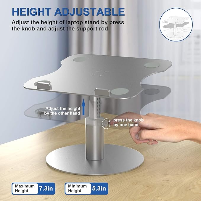 Adjustable Laptop Stand, Aluminum Laptop Riser, Multi - Angle Height Adjustable 360°Rotation Notebook Stand Desktop Holder Compatible with Mac MacBook Pro Air, Lenovo, Dell XPS, HP(10 - 17") | Stands - TrueDesk