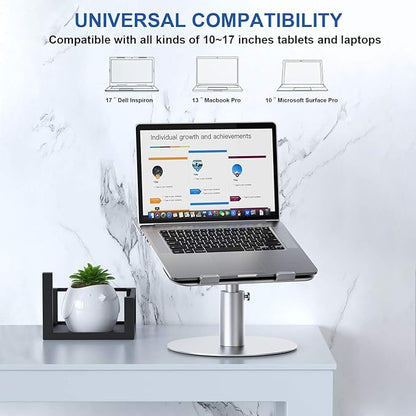 Adjustable Laptop Stand, Aluminum Laptop Riser, Multi - Angle Height Adjustable 360°Rotation Notebook Stand Desktop Holder Compatible with Mac MacBook Pro Air, Lenovo, Dell XPS, HP(10 - 17") | Stands - TrueDesk