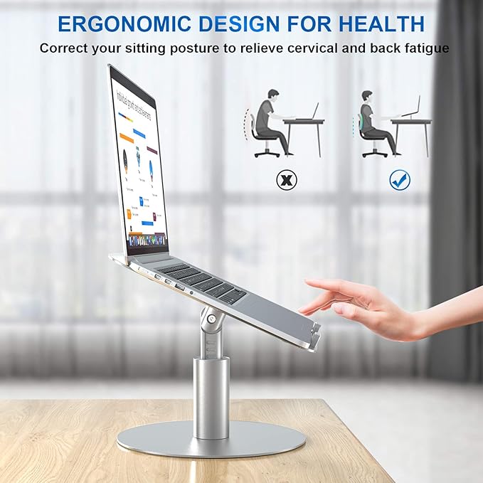Adjustable Laptop Stand, Aluminum Laptop Riser, Multi - Angle Height Adjustable 360°Rotation Notebook Stand Desktop Holder Compatible with Mac MacBook Pro Air, Lenovo, Dell XPS, HP(10 - 17") | Stands - TrueDesk