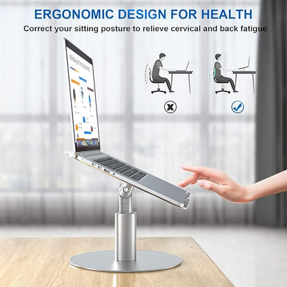 Adjustable Laptop Stand, Aluminum Laptop Riser, Multi - Angle Height Adjustable 360°Rotation Notebook Stand Desktop Holder Compatible with Mac MacBook Pro Air, Lenovo, Dell XPS, HP(10 - 17") | Stands - TrueDesk