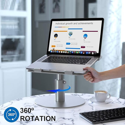 Adjustable Laptop Stand, Aluminum Laptop Riser, Multi - Angle Height Adjustable 360°Rotation Notebook Stand Desktop Holder Compatible with Mac MacBook Pro Air, Lenovo, Dell XPS, HP(10 - 17") | Stands - TrueDesk