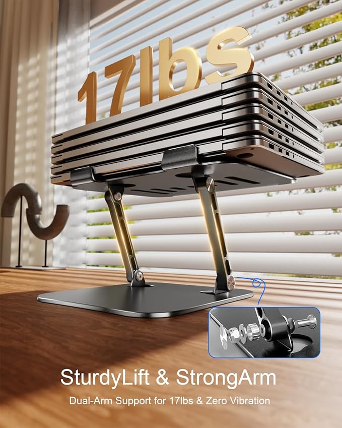 Adjustable Laptop Stand, Aluminum Portable Laptop Riser for Desk Foldable, Ergonomic Computer Notebook Stand Holder for MacBook Air Pro, Dell XPS, HP and All 10–17 Inch Laptops, Black | Stands - TrueDesk
