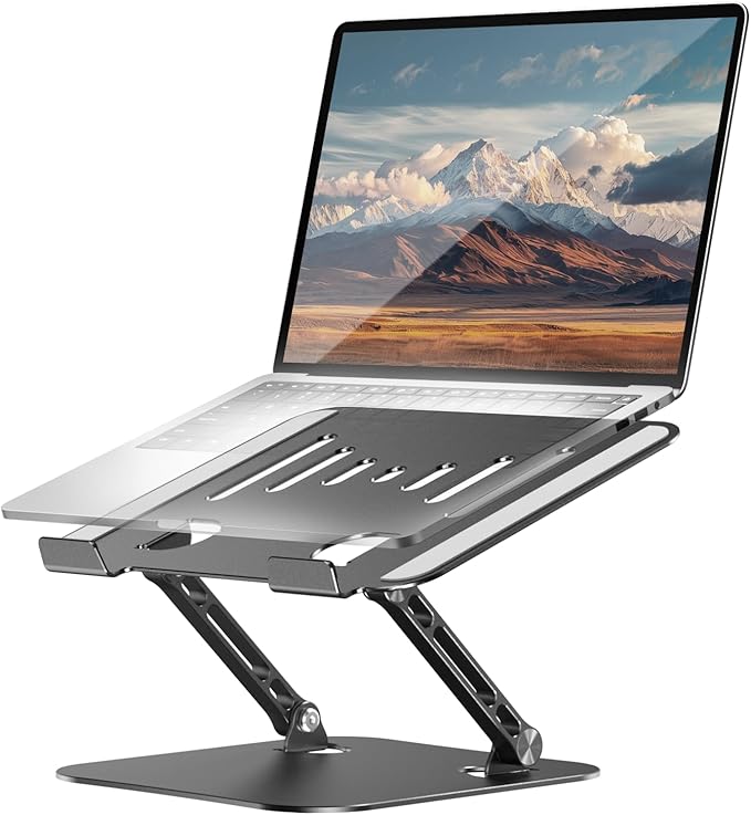 Adjustable Laptop Stand, Aluminum Portable Laptop Riser for Desk Foldable, Ergonomic Computer Notebook Stand Holder for MacBook Air Pro, Dell XPS, HP and All 10–17 Inch Laptops, Black | Stands - TrueDesk