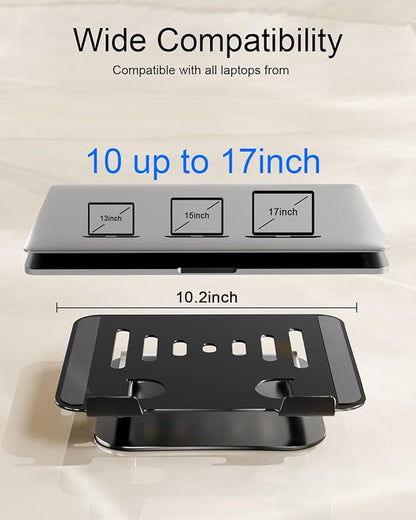 Adjustable Laptop Stand, Aluminum Portable Laptop Riser for Desk Foldable, Ergonomic Computer Notebook Stand Holder for MacBook Air Pro, Dell XPS, HP and All 10–17 Inch Laptops, Black | Stands - TrueDesk