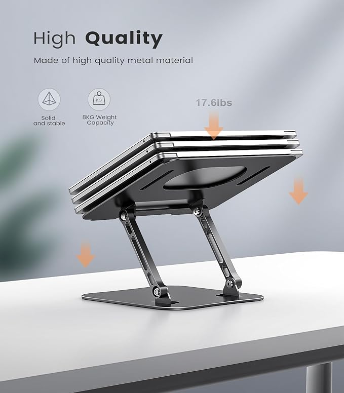 Adjustable Laptop Stand for Desk, Aluminum Portable Laptop Stand, Lightweight 500g, Foldable Ergonomic Computer Notebook stand Holder for 11 - 16" MacBook Air Pro, Dell XPS,HP Computer Notebook, Black | Stands - TrueDesk