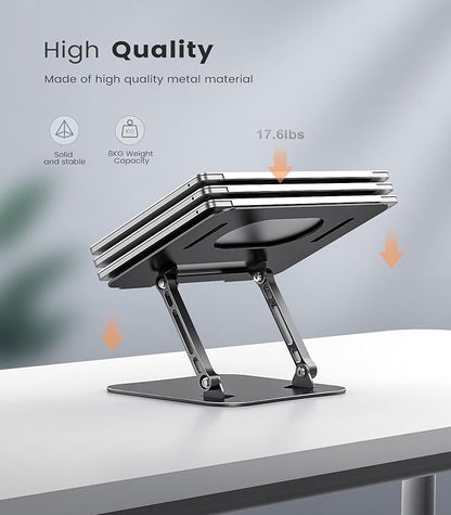 Adjustable Laptop Stand for Desk, Aluminum Portable Laptop Stand, Lightweight 500g, Foldable Ergonomic Computer Notebook stand Holder for 11 - 16" MacBook Air Pro, Dell XPS,HP Computer Notebook, Black | Stands - TrueDesk