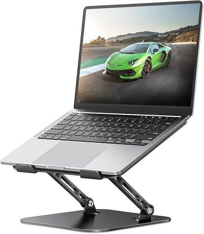 Adjustable Laptop Stand for Desk, Aluminum Portable Laptop Stand, Lightweight 500g, Foldable Ergonomic Computer Notebook stand Holder for 11 - 16" MacBook Air Pro, Dell XPS,HP Computer Notebook, Black | Stands - TrueDesk