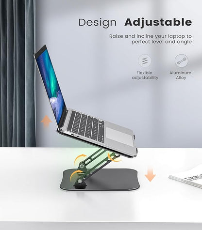 Adjustable Laptop Stand for Desk, Aluminum Portable Laptop Stand, Lightweight 500g, Foldable Ergonomic Computer Notebook stand Holder for 11 - 16" MacBook Air Pro, Dell XPS,HP Computer Notebook, Black | Stands - TrueDesk