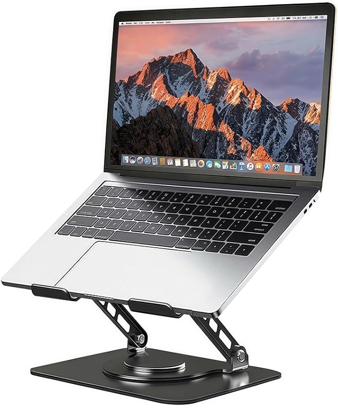 Adjustable Laptop Stand for Desk, Dual Foldable Computer Riser with Heat - Vent, Ergonomic Sit to Notebook Holder Convertor, Compatible with All 10 - 16" Laptops, Tablets, Black | Stands - TrueDesk
