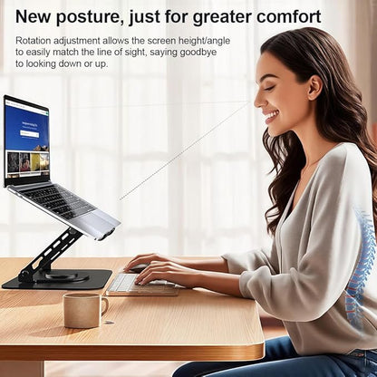 Adjustable Laptop Stand for Desk, Dual Foldable Computer Riser with Heat - Vent, Ergonomic Sit to Notebook Holder Convertor, Compatible with All 10 - 16" Laptops, Tablets, Black | Stands - TrueDesk