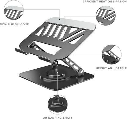 Adjustable Laptop Stand for Desk, Dual Foldable Computer Riser with Heat - Vent, Ergonomic Sit to Notebook Holder Convertor, Compatible with All 10 - 16" Laptops, Tablets, Black | Stands - TrueDesk