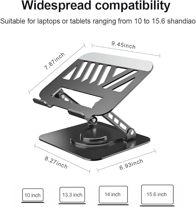 Adjustable Laptop Stand for Desk, Dual Foldable Computer Riser with Heat - Vent, Ergonomic Sit to Notebook Holder Convertor, Compatible with All 10 - 16" Laptops, Tablets, Black | Stands - TrueDesk