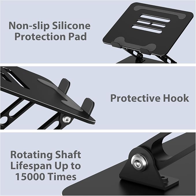 Adjustable Laptop Stand for Desk, Metal Foldable Laptop Riser Holder, Portable Desktop Book Stands, Ventilated Cooling Computer Notebook Stand Compatible with 10 - 15.6” Laptops | Book Stands - TrueDesk