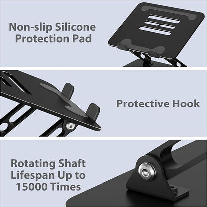 Adjustable Laptop Stand for Desk, Metal Foldable Laptop Riser Holder, Portable Desktop Book Stands, Ventilated Cooling Computer Notebook Stand Compatible with 10 - 15.6” Laptops | Book Stands - TrueDesk