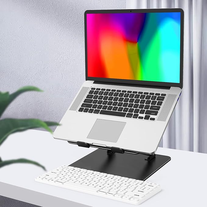 Adjustable Laptop Stand for Desk, Metal Foldable Laptop Riser Holder, Portable Desktop Book Stands, Ventilated Cooling Computer Notebook Stand Compatible with 10 - 15.6” Laptops | Book Stands - TrueDesk