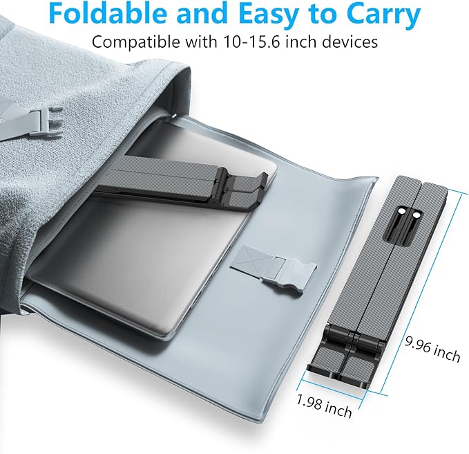 Adjustable Laptop Stand, Portable Laptop Riser for Desk, ABS+Silicone Foldable Ventilated Cooling Notebook Holder Stand for 10 - 15.6” Laptops, Tablets | Lecterns Podiums - TrueDesk