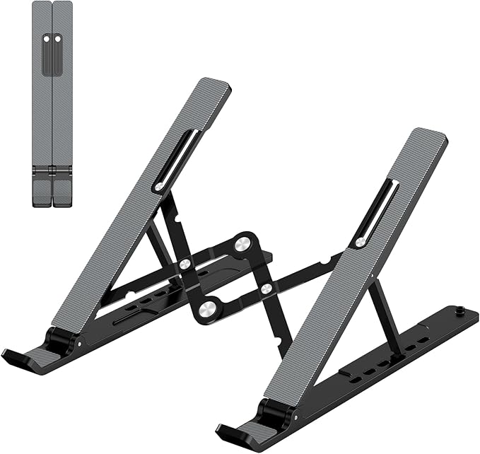 Adjustable Laptop Stand, Portable Laptop Riser for Desk, ABS+Silicone Foldable Ventilated Cooling Notebook Holder Stand for 10 - 15.6” Laptops, Tablets | Lecterns Podiums - TrueDesk