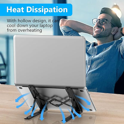 Adjustable Laptop Stand, Portable Laptop Riser for Desk, ABS+Silicone Foldable Ventilated Cooling Notebook Holder Stand for 10 - 15.6” Laptops, Tablets | Lecterns Podiums - TrueDesk