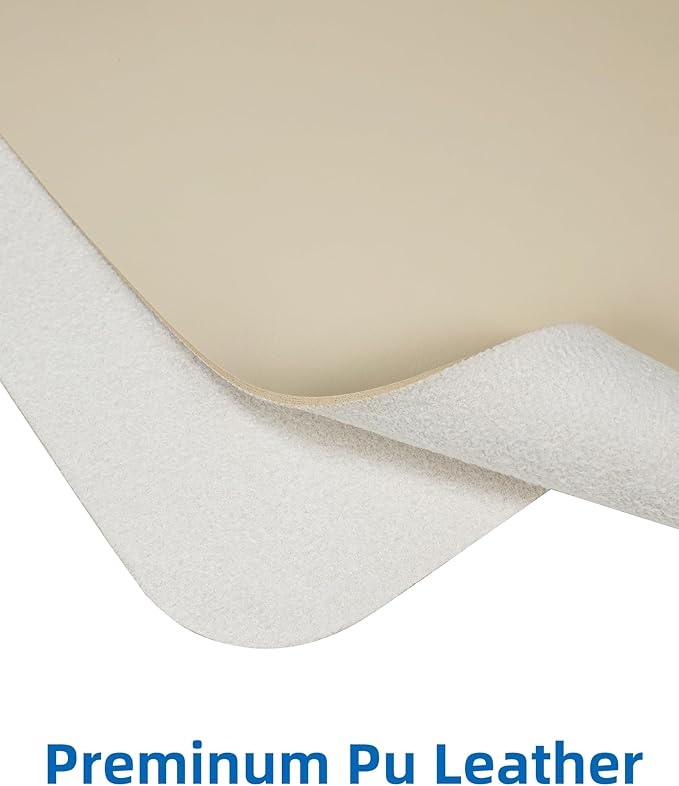 AFIING Leather Desk Pad Protector, Mouse Pad, Office Desk Mat, Non - Slip PU Leather Desk Blotter, Large Desk Mat, Waterproof Keyboard Mat for Office/Home/Decor (Beige, 48" x 17") | Desk Pads Blotters - TrueDesk
