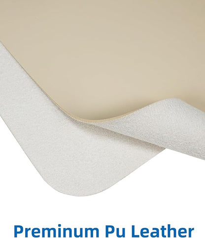 AFIING Leather Desk Pad Protector, Mouse Pad, Office Desk Mat, Non - Slip PU Leather Desk Blotter, Large Desk Mat, Waterproof Keyboard Mat for Office/Home/Decor (Beige, 48" x 17") | Desk Pads Blotters - TrueDesk