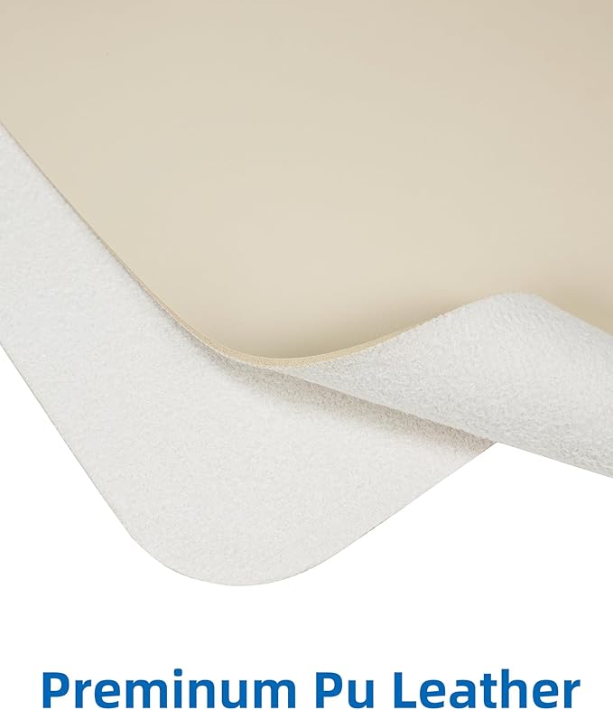 AFIING Leather Desk Pad Protector, Mouse Pad, Office Desk Mat, Non - Slip PU Leather Desk Blotter, Large Desk Mat, Waterproof Keyboard Mat for Office/Home/Decor (Beige, 55" x 17") | Desk Pads Blotters - TrueDesk