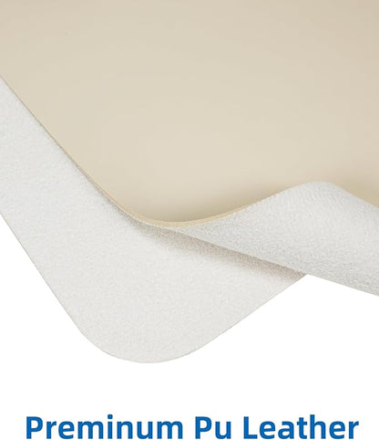 AFIING Leather Desk Pad Protector, Mouse Pad, Office Desk Mat, Non - Slip PU Leather Desk Blotter, Large Desk Mat, Waterproof Keyboard Mat for Office/Home/Decor (Beige, 55" x 17") | Desk Pads Blotters - TrueDesk