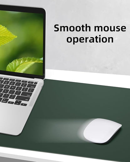 AFIING Leather Desk Pad Protector, Mouse Pad, Office Desk Mat, Non - Slip PU Leather Desk Blotter, Large Desk Mat, Waterproof Keyboard Mat for Office/Home/Decor (Dark Green, 48" x 17") | Desk Pads Blotters - TrueDesk