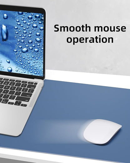 AFIING Leather Desk Pad Protector, Mouse Pad, Office Desk Mat, Non - Slip PU Leather Desk Blotter, Large Desk Mat, Waterproof Keyboard Mat for Office/Home/Decor (Grey Blue, 48" x 17") | Desk Pads Blotters - TrueDesk