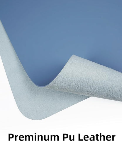 AFIING Leather Desk Pad Protector, Mouse Pad, Office Desk Mat, Non - Slip PU Leather Desk Blotter, Large Desk Mat, Waterproof Keyboard Mat for Office/Home/Decor (Grey Blue, 48" x 17") | Desk Pads Blotters - TrueDesk