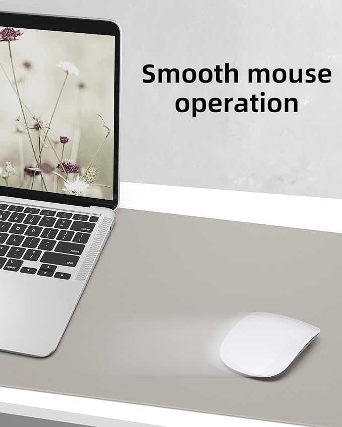 AFIING Leather Desk Pad Protector,55" x 17" Office Desk Mat, Large Mouse Pad, Non - Slip PU Leather Desk Blotter, Laptop Desk Pad, Waterproof Desk Writing Pad for Office and Home (Light Grey) | Desk Pads Blotters - TrueDesk