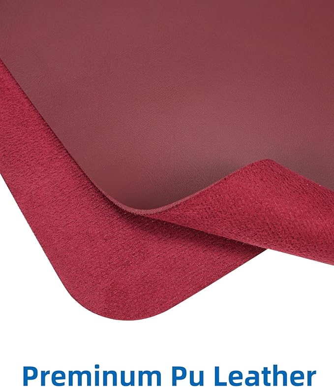 AFIING Leather Desk Pad Protector,Mouse Pad,Office Desk Mat, Non - Slip PU Leather Desk Blotter,Large Desk mat,Waterproof Keyboard mat for Office/Home/Decor (Burgundy Red,48"" x 17"") | Desk Pads Blotters - TrueDesk