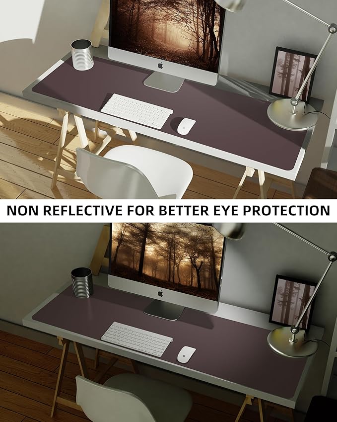 AFIING Leather Desk Pad Protector,Mouse Pad,Office Desk Mat, Non - Slip PU Leather Desk Blotter,Large desk mat,Waterproof Keyboard mat for Office/Home/Decor (Coffee,48"" x 17"") | Desk Pads Blotters - TrueDesk