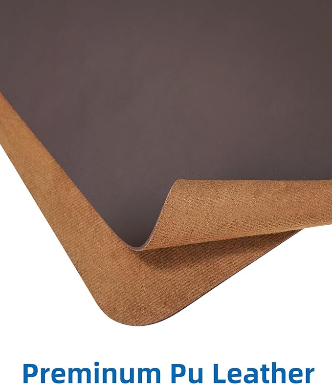 AFIING Leather Desk Pad Protector,Mouse Pad,Office Desk Mat, Non - Slip PU Leather Desk Blotter,Large desk mat,Waterproof Keyboard mat for Office/Home/Decor (Coffee,48"" x 17"") | Desk Pads Blotters - TrueDesk