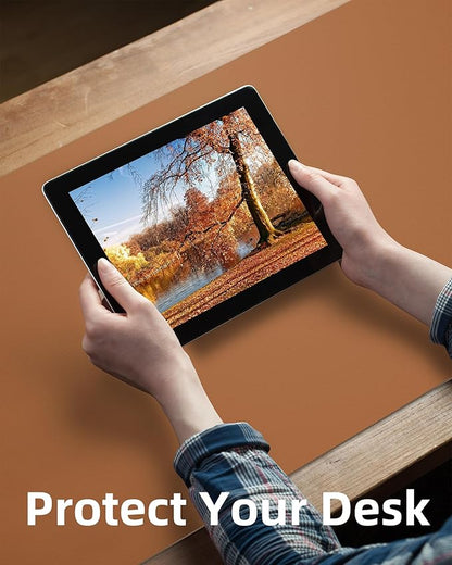AFIING Leather Desk Pad Protector,Mouse Pad,Office Desk Mat, Non - Slip PU Leather Desk Blotter,Large desk mat,Waterproof Keyboard mat for Office/Home/Decor (Light Brown,48"" x 17"") | Desk Pads Blotters - TrueDesk
