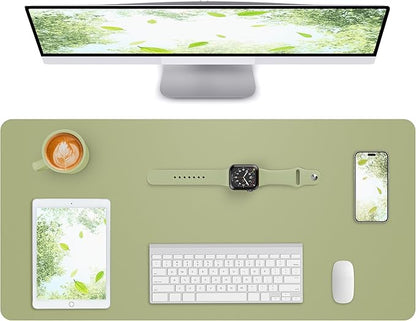 AFIING Leather Desk Pad Protector,Mouse Pad,Office Desk Mat, Non - Slip PU Leather Desk Blotter,Large Desk mat,Waterproof Keyboard mat for Office/Home/Decor (Olive Green,35"" x 17"") | Desk Pads Blotters - TrueDesk
