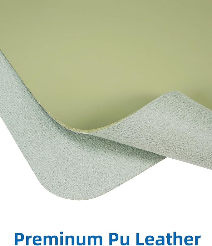 AFIING Leather Desk Pad Protector,Mouse Pad,Office Desk Mat, Non - Slip PU Leather Desk Blotter,Large Desk mat,Waterproof Keyboard mat for Office/Home/Decor (Olive Green,55"" x 17"") | Desk Pads Blotters - TrueDesk