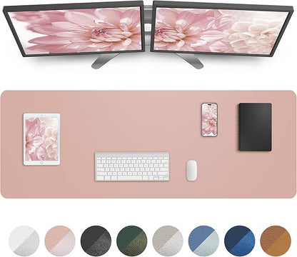 AFIING Leather Desk Pad Protector,Mouse Pad,Office Desk Mat, Non - Slip PU Leather Desk Blotter,Large Desk mat,Waterproof Keyboard mat for Office/Home/Decor (Pink,55"" x 17"") | Desk Pads Blotters - TrueDesk
