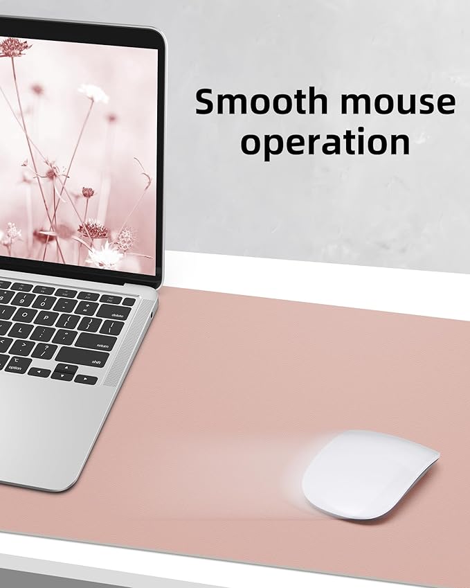 AFIING Leather Desk Pad Protector,Mouse Pad,Office Desk Mat, Non - Slip PU Leather Desk Blotter,Large Desk mat,Waterproof Keyboard mat for Office/Home/Decor (Pink,55"" x 17"") | Desk Pads Blotters - TrueDesk