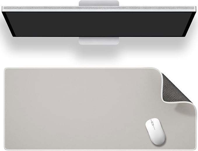 ALOANES Beige Waterproof Desk Mat, Large Mouse Pad with Extended Mouse Mat, with Anti Slip Base, Stitched Edge, Grain Jacquard Surface, Perfect for Gamer, Office & Home, 3XL 15.74"x35.43"x0.12" | Mouse Pads - TrueDesk