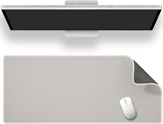 ALOANES Beige Waterproof Desk Mat, Large Mouse Pad with Extended Mouse Mat, with Anti Slip Base, Stitched Edge, Grain Jacquard Surface, Perfect for Gamer, Office & Home, XXL 11.81"x31.50"x0.12" | Mouse Pads - TrueDesk