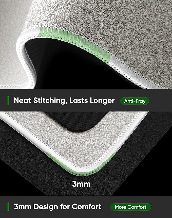 ALOANES Beige Waterproof Desk Mat, Large Mouse Pad with Extended Mouse Mat, with Anti Slip Base, Stitched Edge, Grain Jacquard Surface, Perfect for Gamer, Office & Home, 3XL 15.74"x35.43"x0.12" | Mouse Pads - TrueDesk